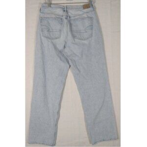 American Eagle 90s Straight Jeans 10 Women's Acid Wash Denim Light Blue AEO